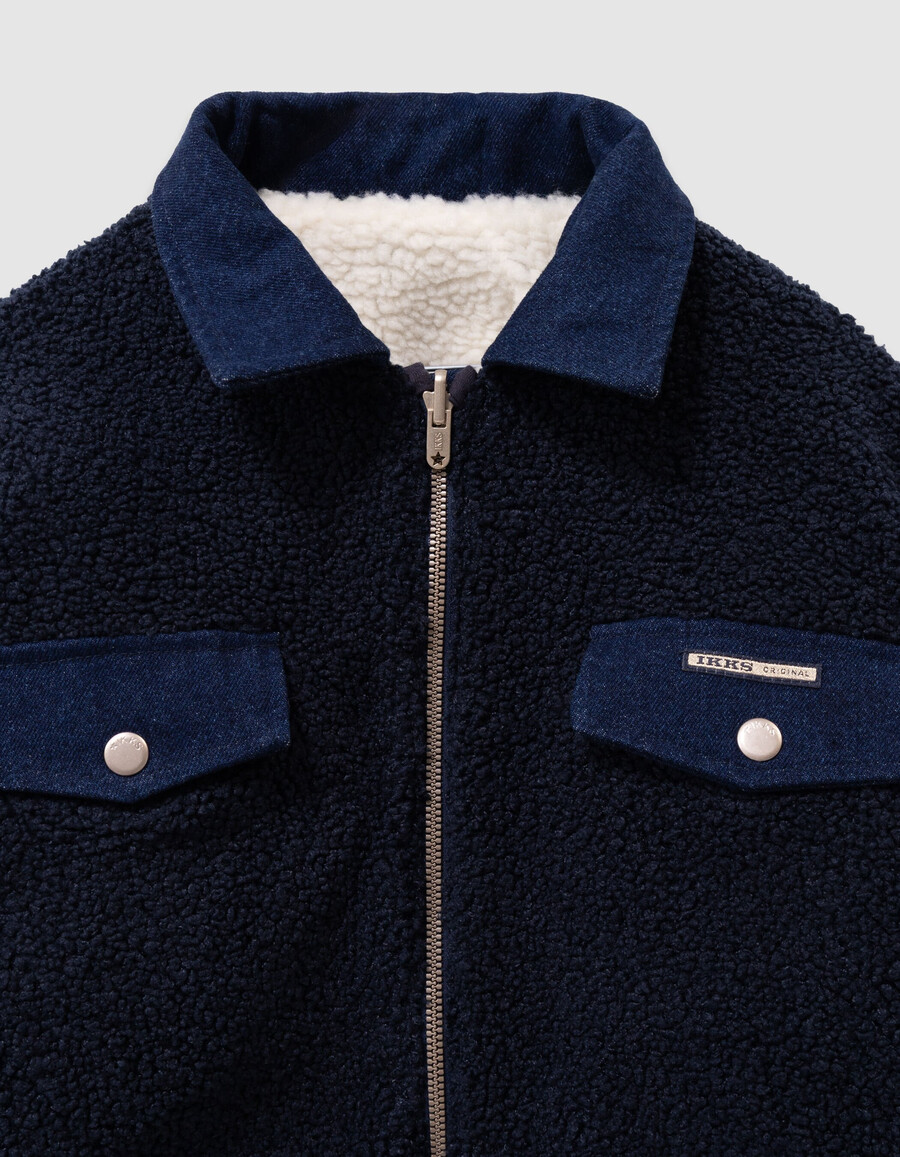chaqueta reversible de mezclilla y sherpa sin rematar para niña