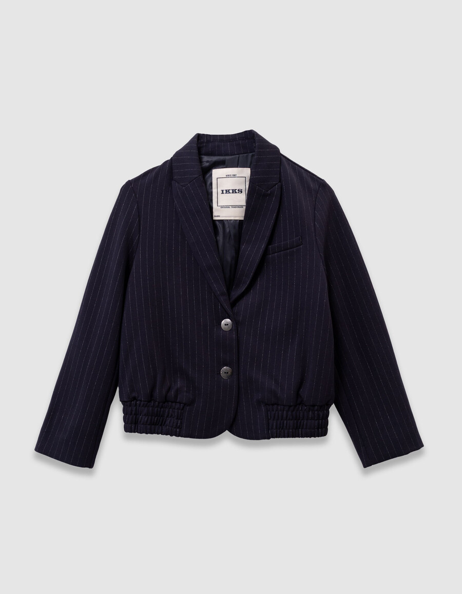 chaqueta de traje de raya diplomática azul marino para niña