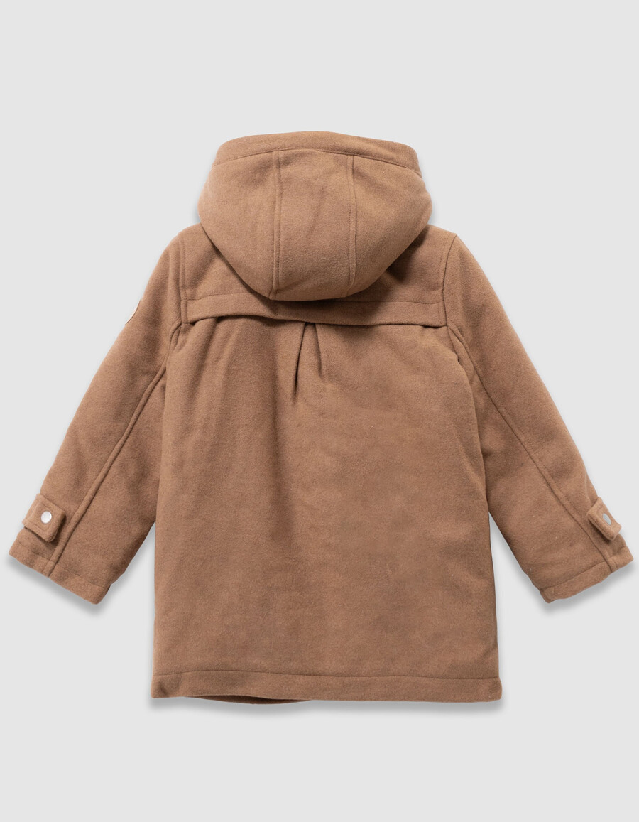 abrigo de cuadros camel para niña con capucha