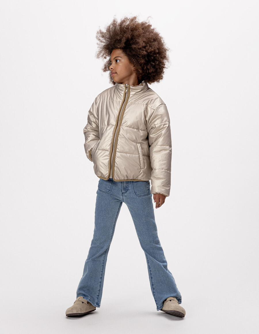 chaqueta acolchada reversible azul 3 en 1 para niña