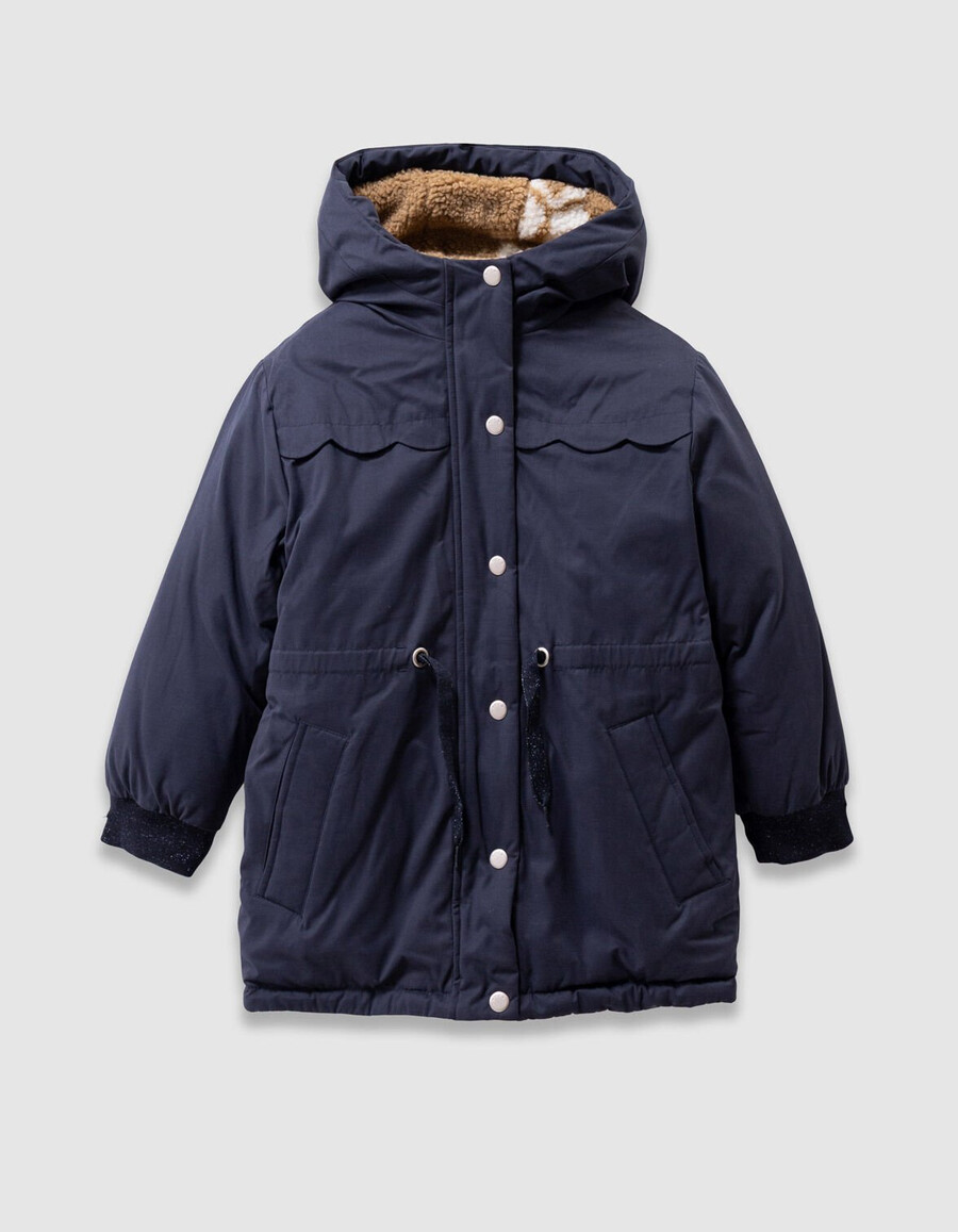 chaqueta acolchada reversible azul 3 en 1 para niña