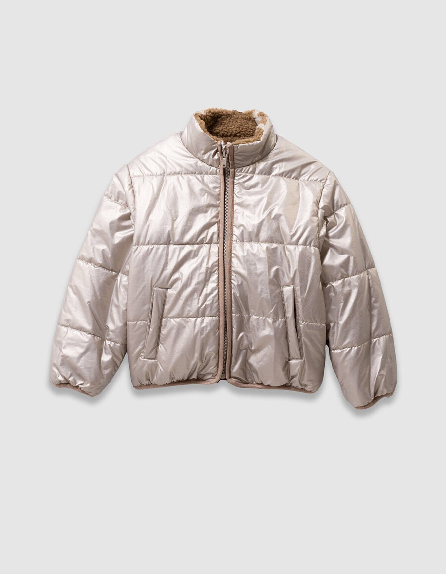 chaqueta acolchada reversible azul 3 en 1 para niña