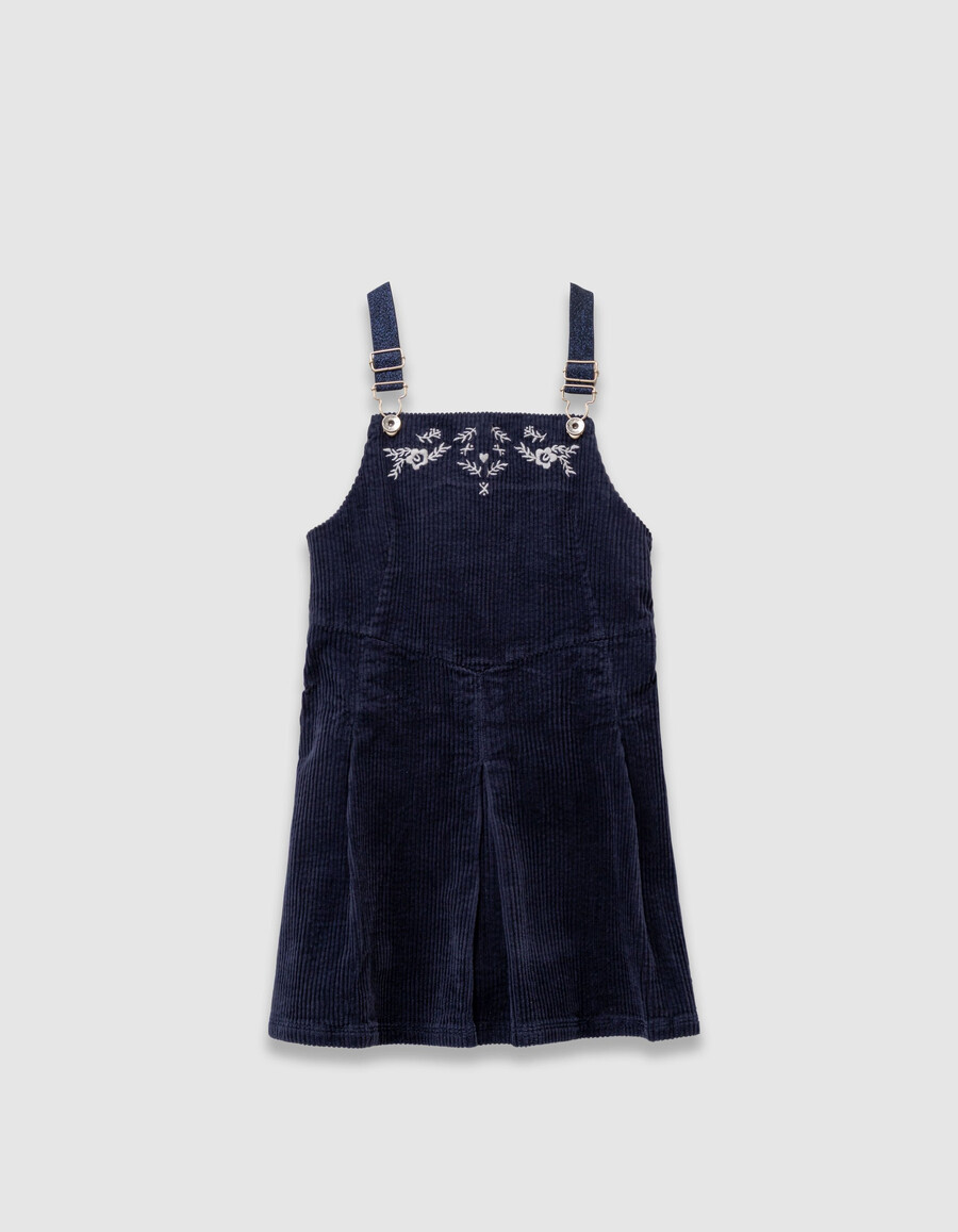 vestido de terciopelo azul marino y camiseta blanca 2 en 1 para niña