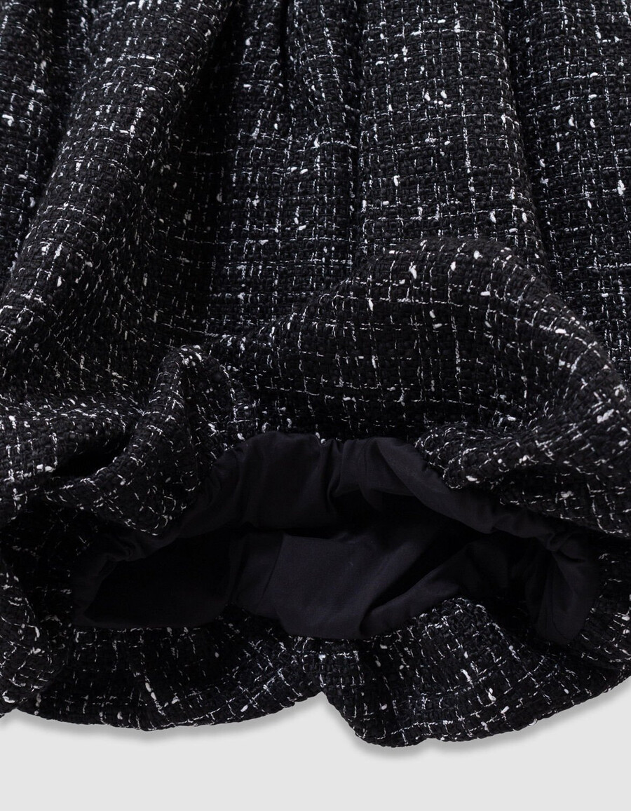 vestido negro de tela mixta con efecto tweed para niña