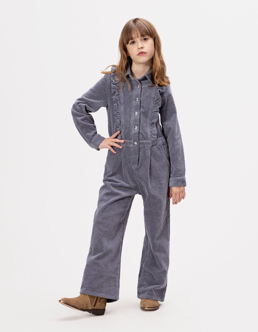 mono de pana azul para niña
