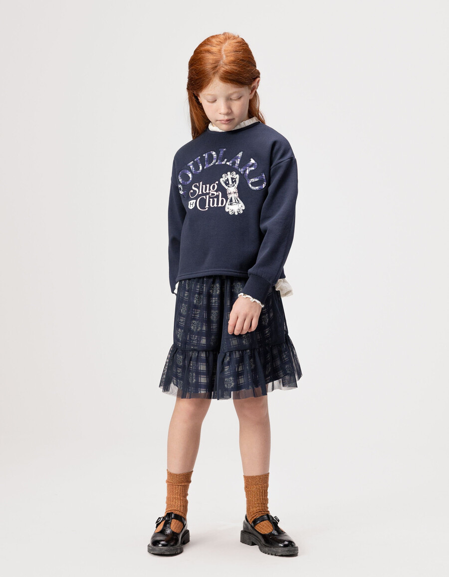 falda de tul de harry potter de tela mixta azul marino para niña