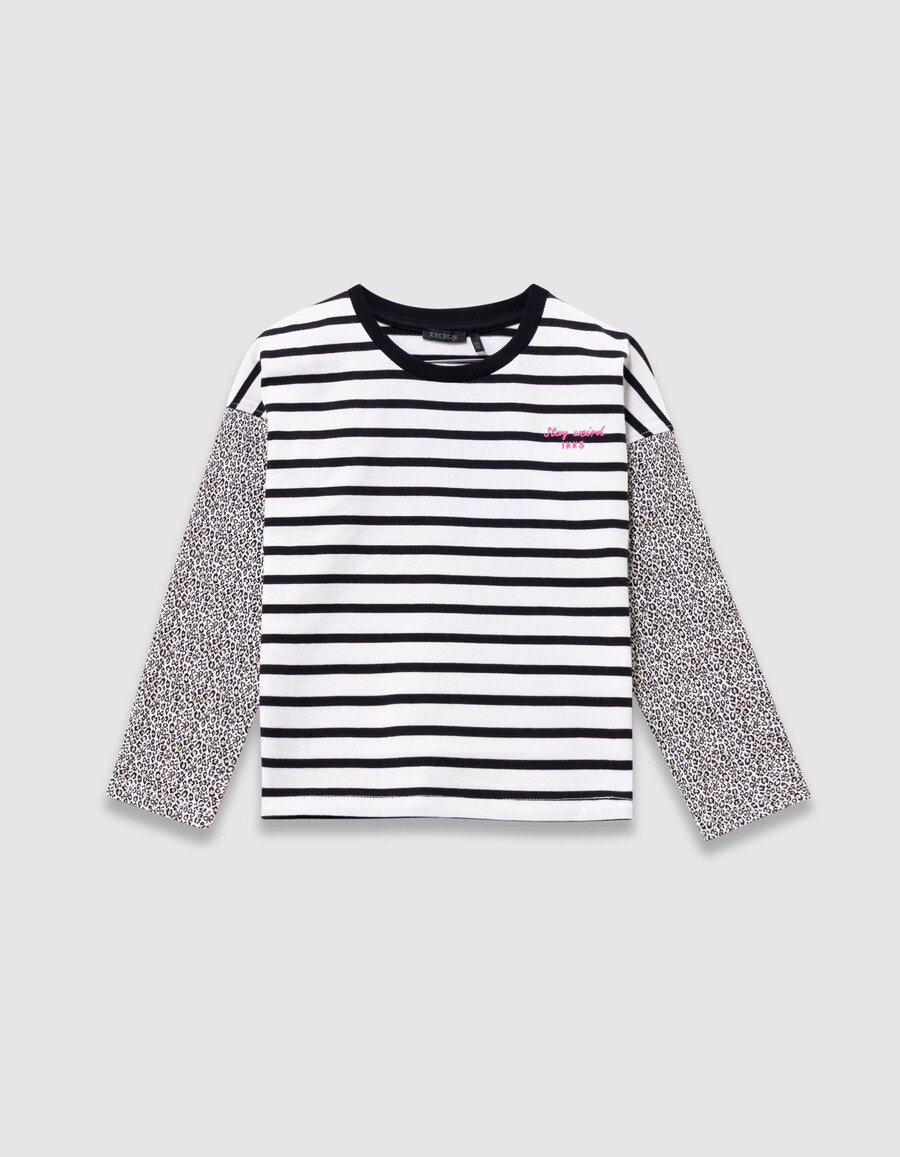 camiseta marinera de algodón orgánico color crudo para niña mangas con lazo