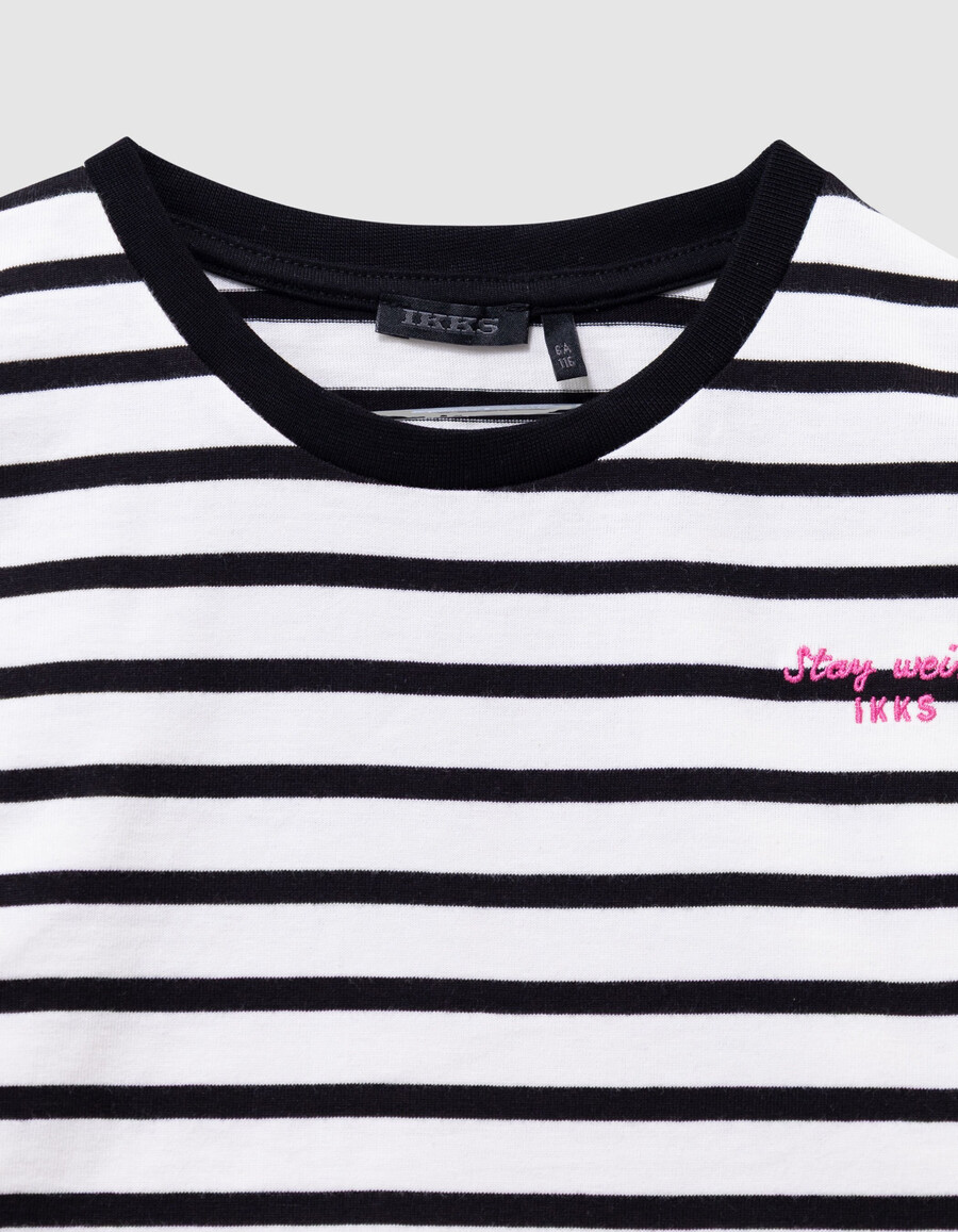 camiseta marinera de algodón orgánico color crudo para niña mangas con lazo