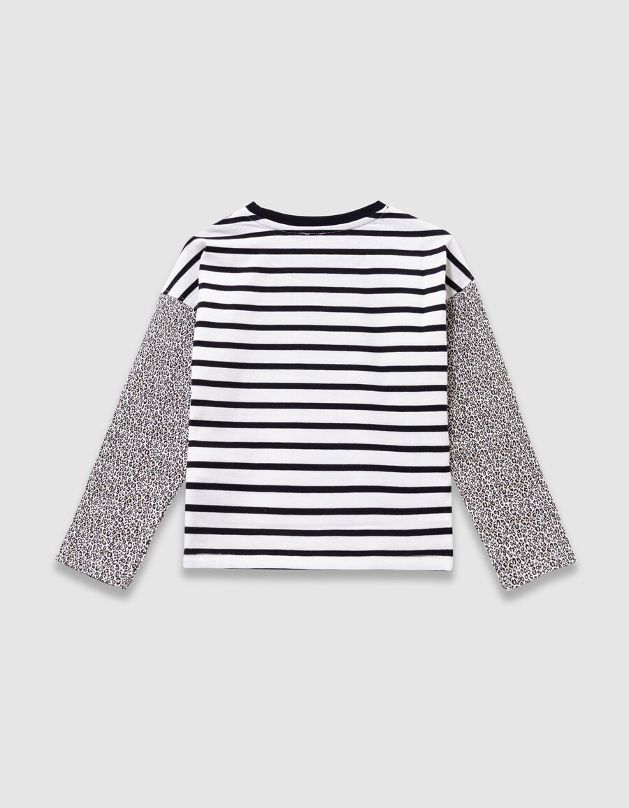 camiseta marinera de algodón orgánico color crudo para niña mangas con lazo