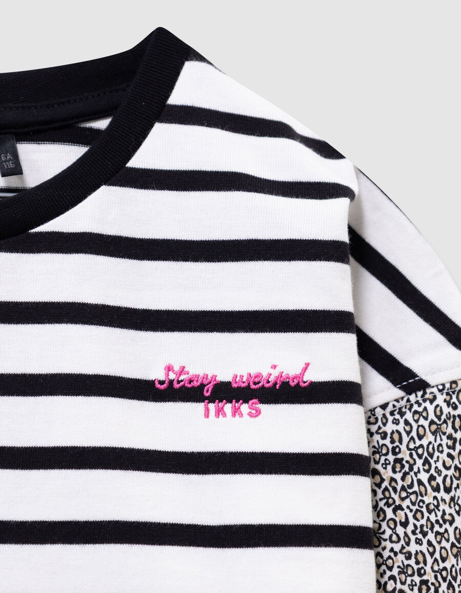 camiseta marinera de algodón orgánico color crudo para niña mangas con lazo