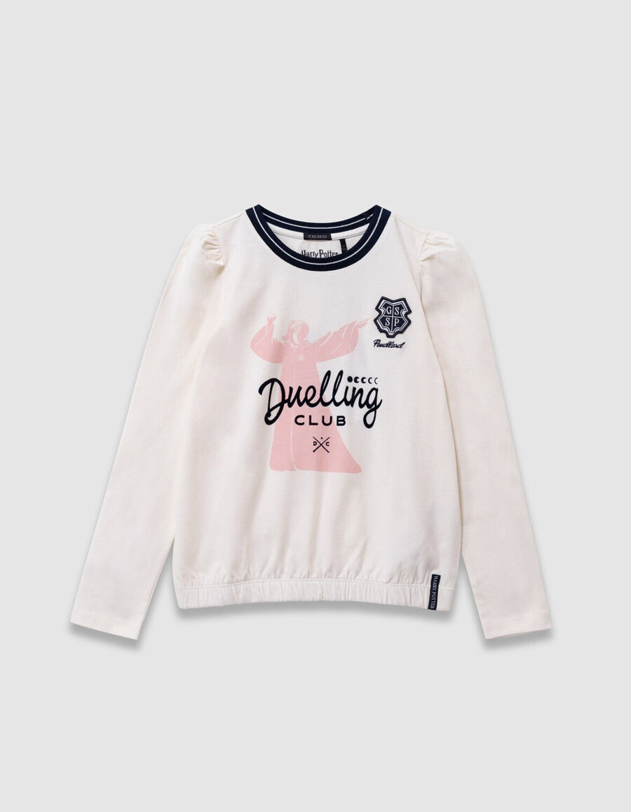 camiseta blanca para niña con imagen de bruja de harry potter
