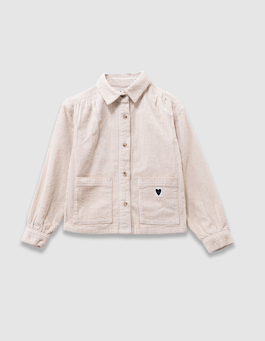 camisa de pana color crudo para niña