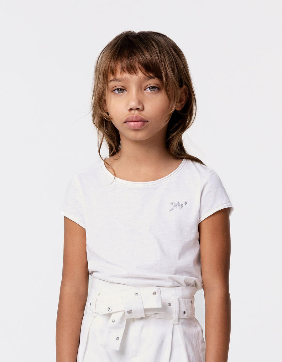 camiseta esencial de algodón orgánico off-white para niña