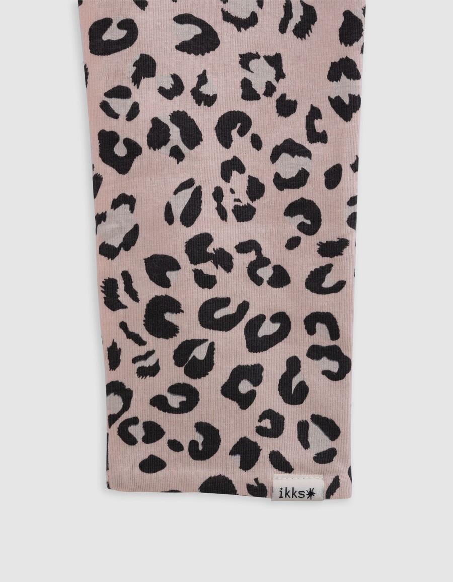 leggings reversibles de algodón orgánico rosa y leopardo para niña