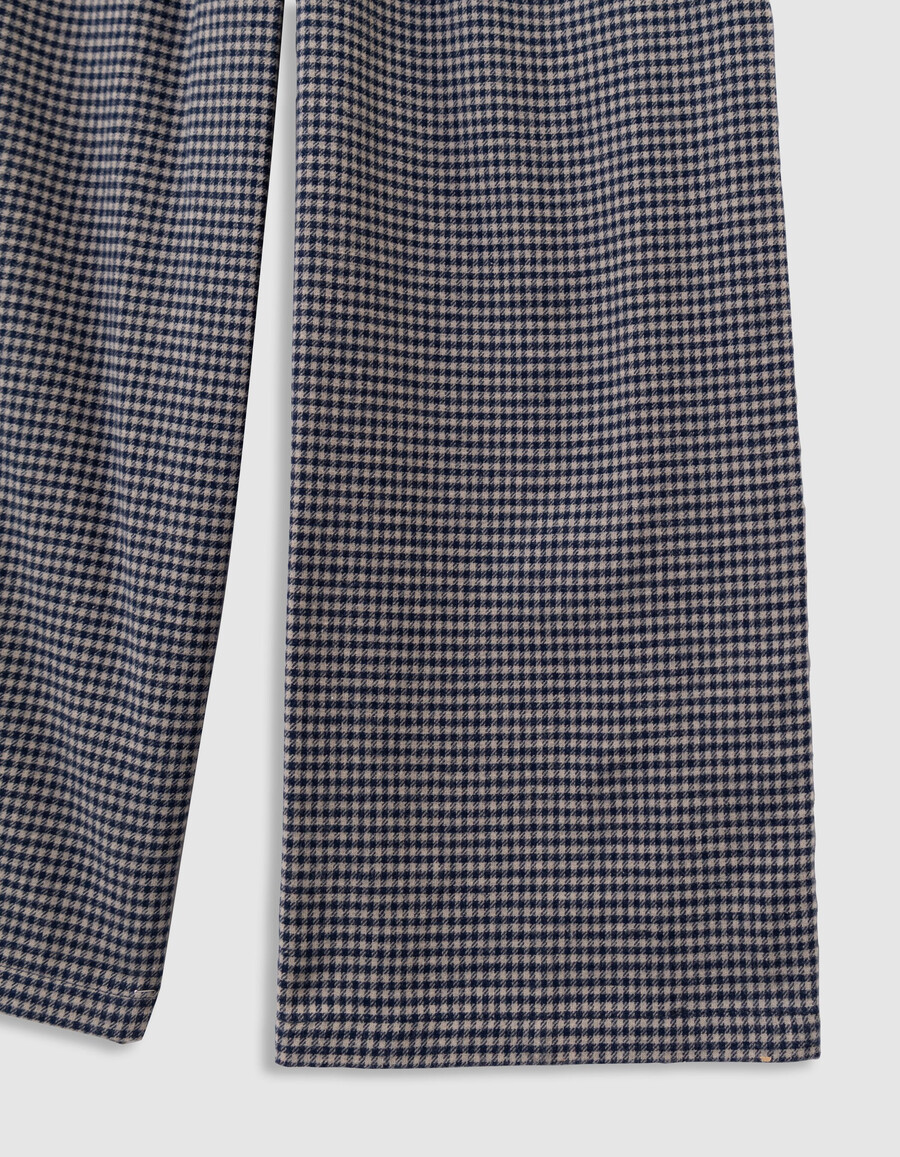 pantalones de cuadros vichy azul marino con volantes para niña