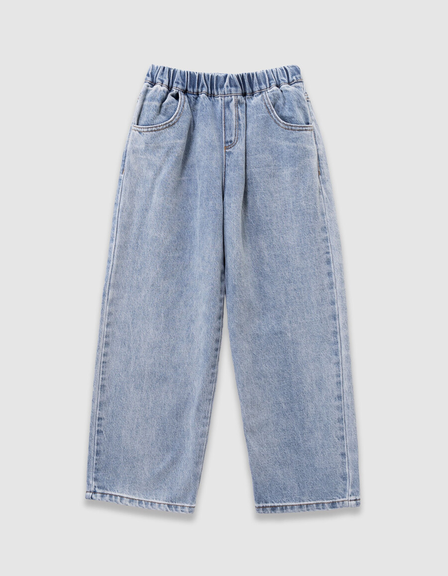 vaqueros azules con cintura elástica para niña