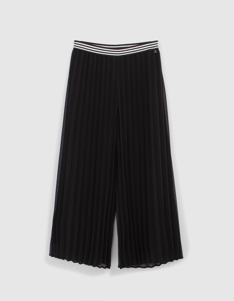 pantalones anchos plisados negros para niñas