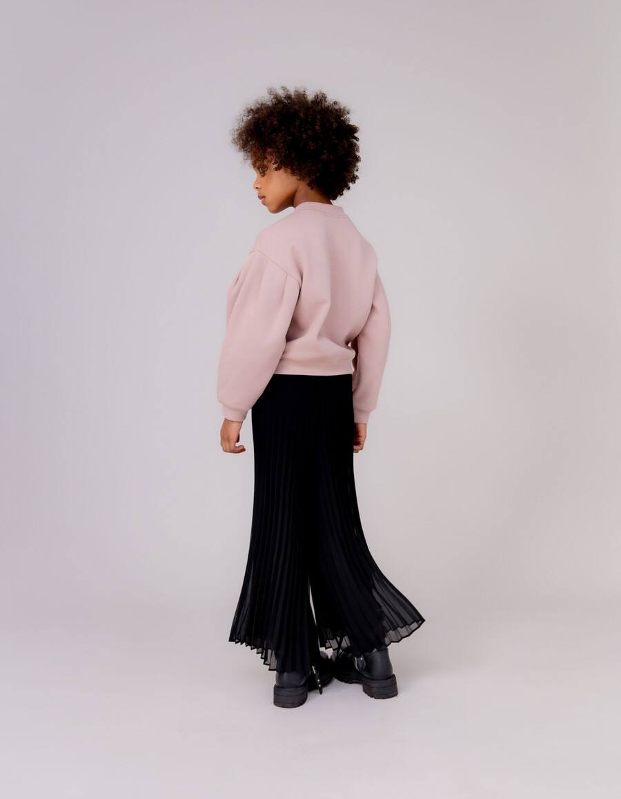 pantalones anchos plisados negros para niñas