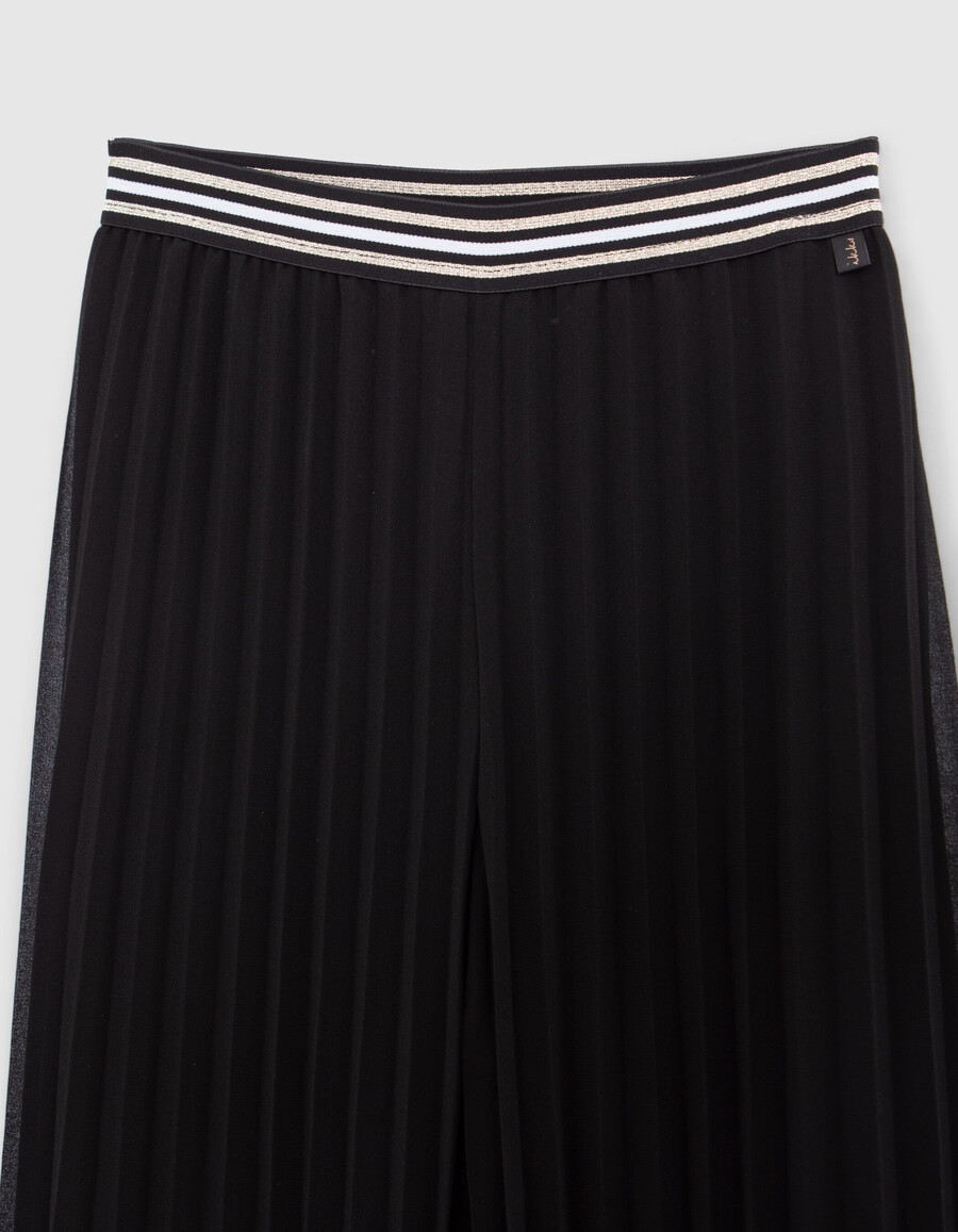 pantalones anchos plisados negros para niñas