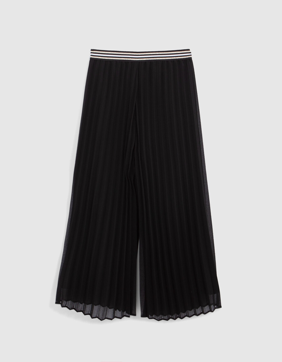 pantalones anchos plisados negros para niñas