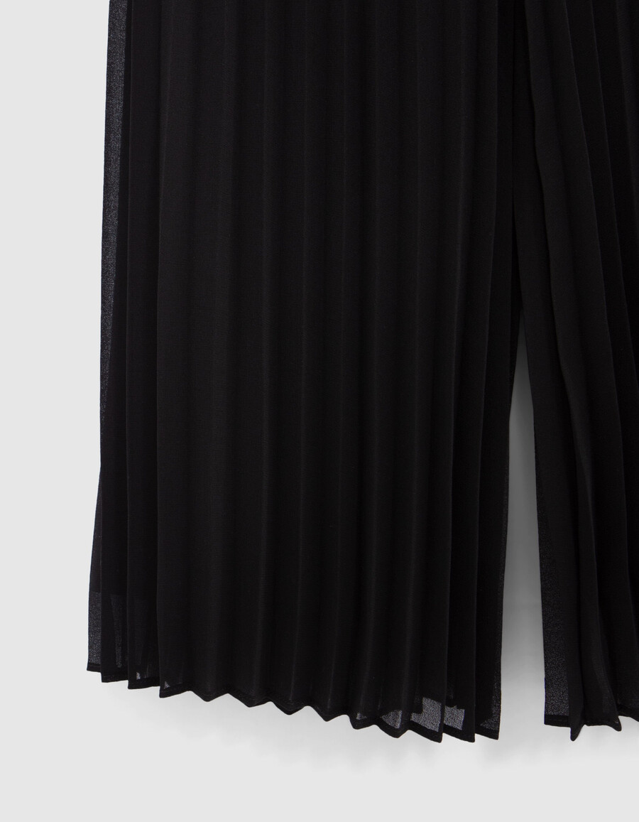 pantalones anchos plisados negros para niñas