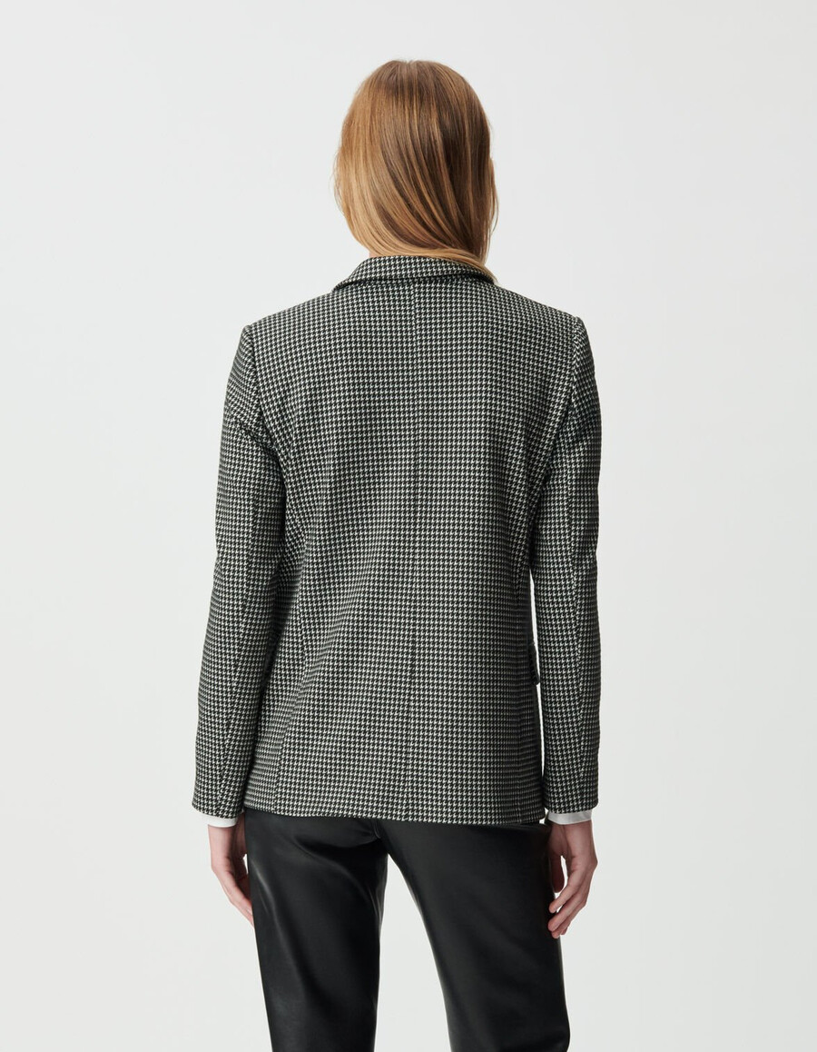 chaqueta de traje de pata de gallo negra para mujer