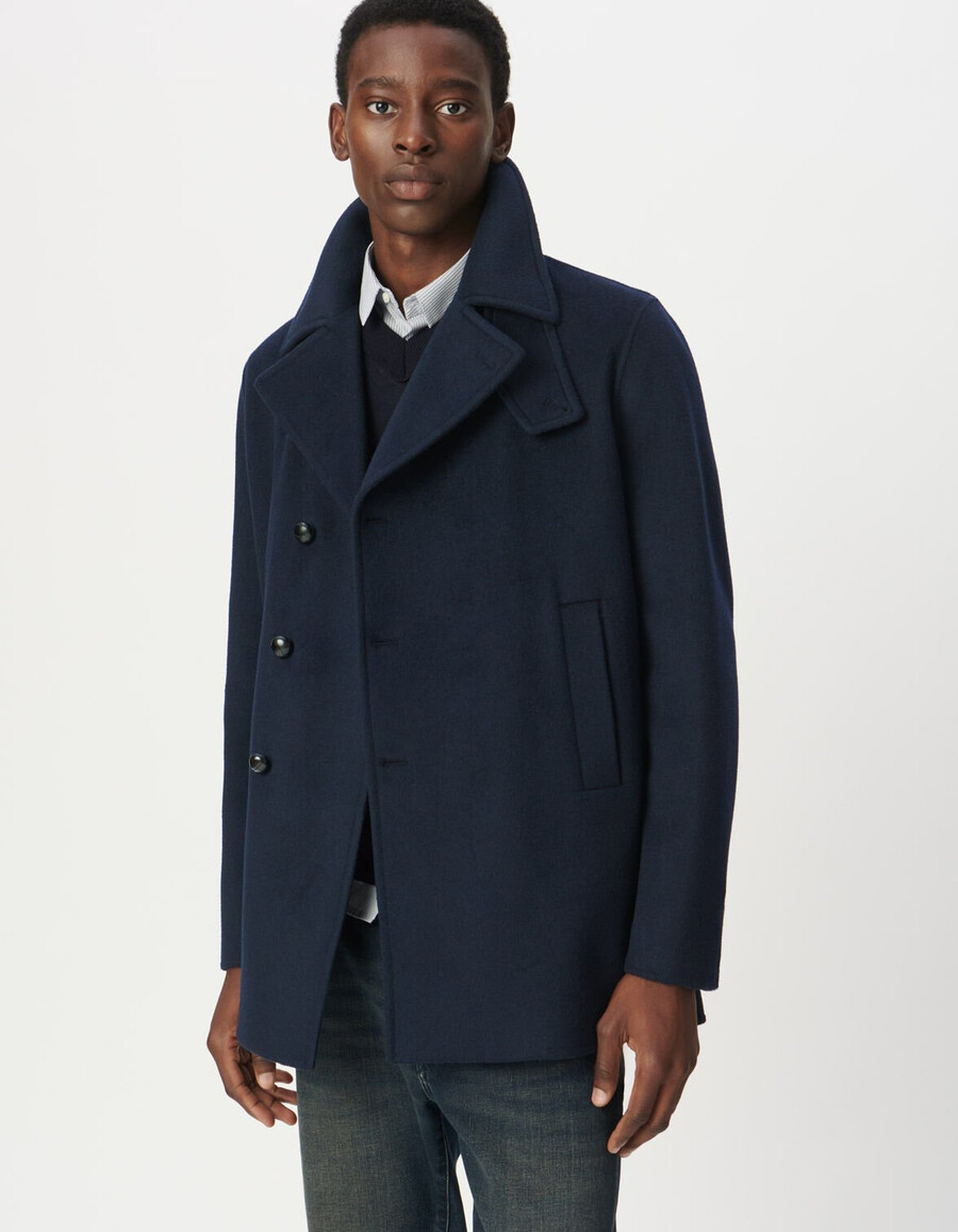 hombre peacoat van marineblauwe wol
