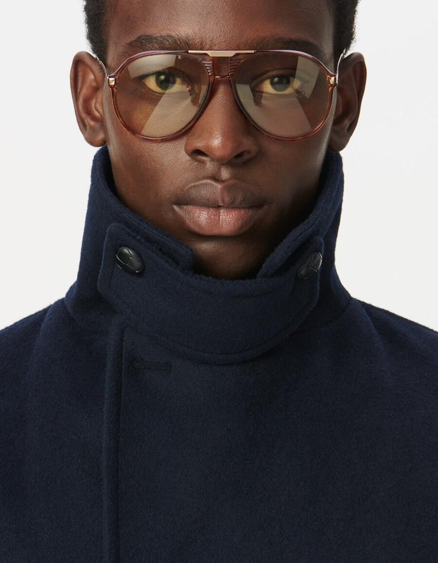 hombre peacoat van marineblauwe wol