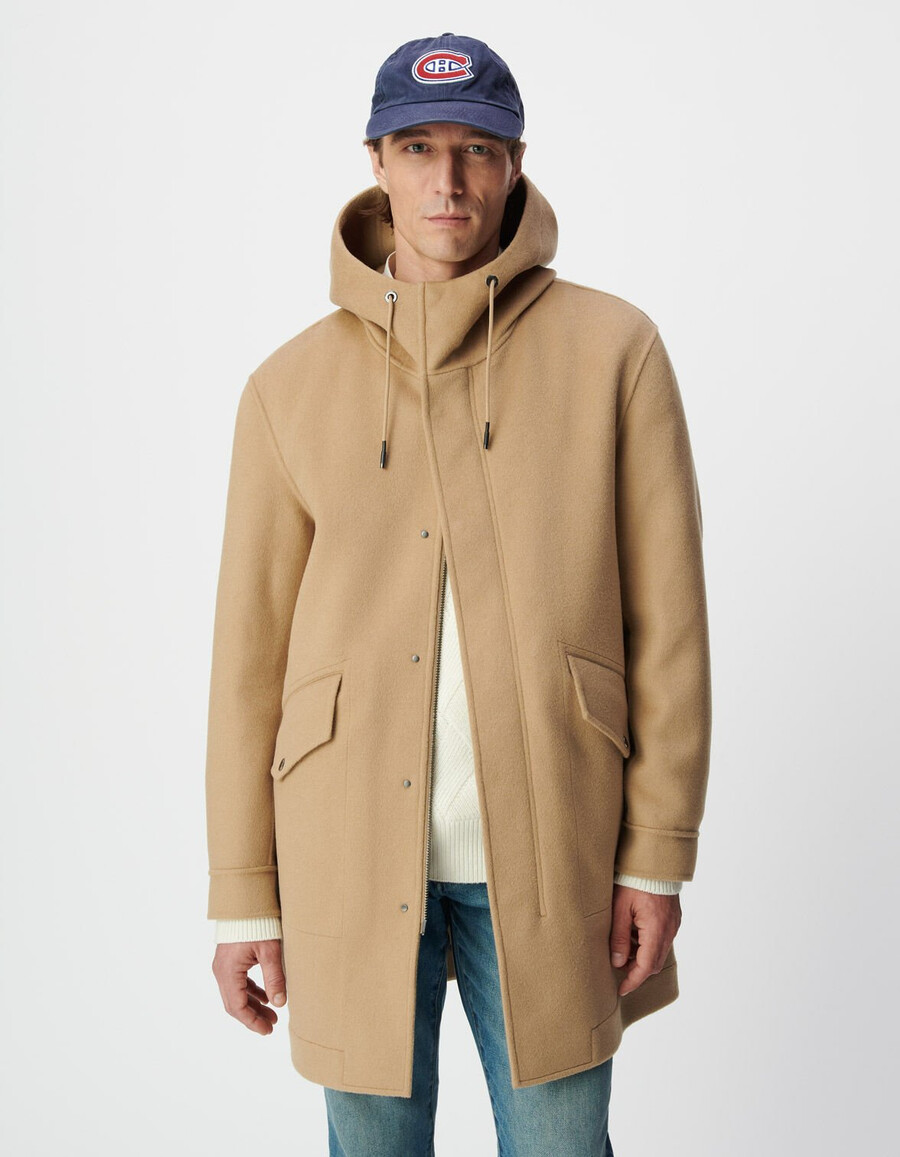 abrigo beige con capucha para hombre esprit duffle-coat