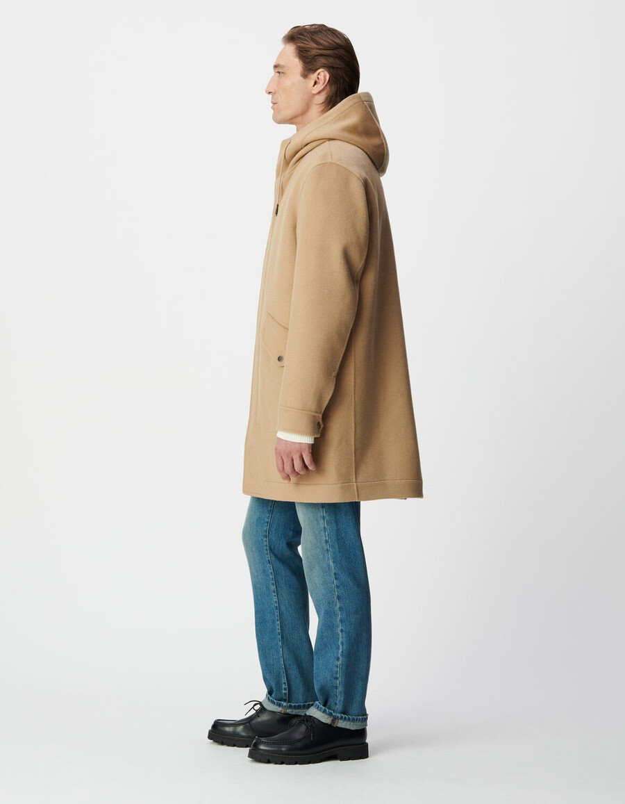 abrigo beige con capucha para hombre esprit duffle-coat