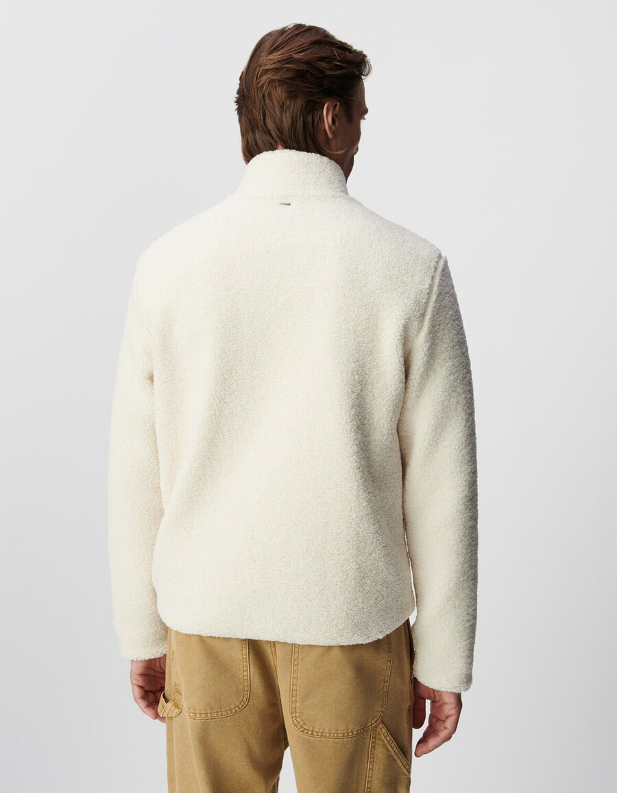 sudadera sherpa blanca con cuello para hombre