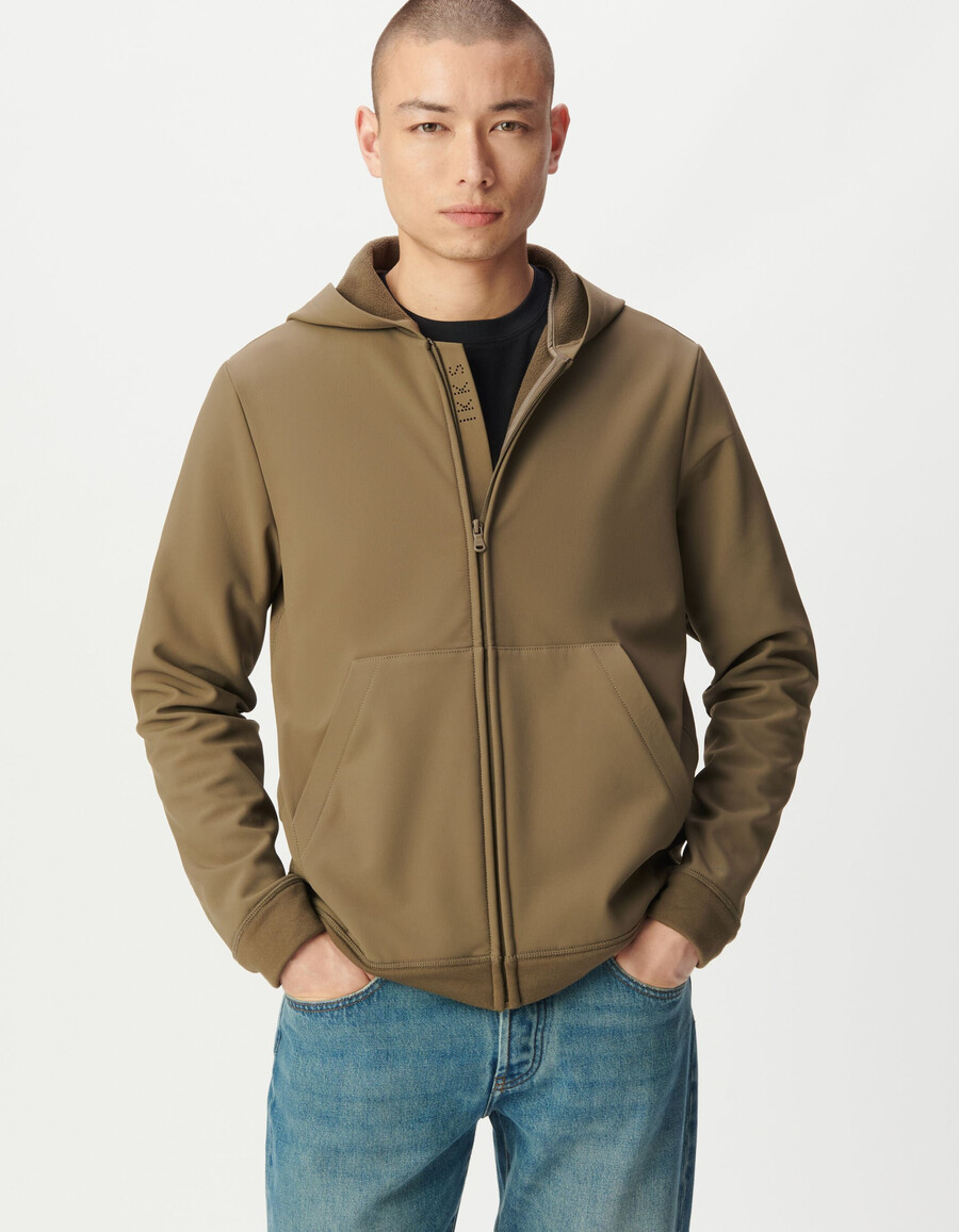 cárdigan con capucha impermeable y transpirable para hombre en beige