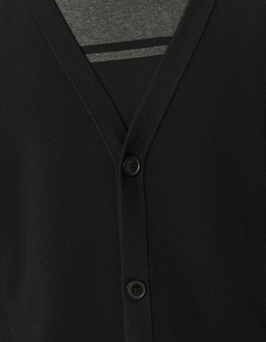 cárdigan de punto negro con botones para hombre