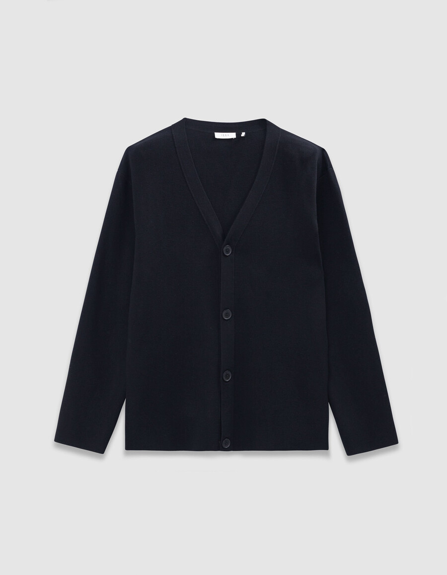 cárdigan de punto negro con botones para hombre