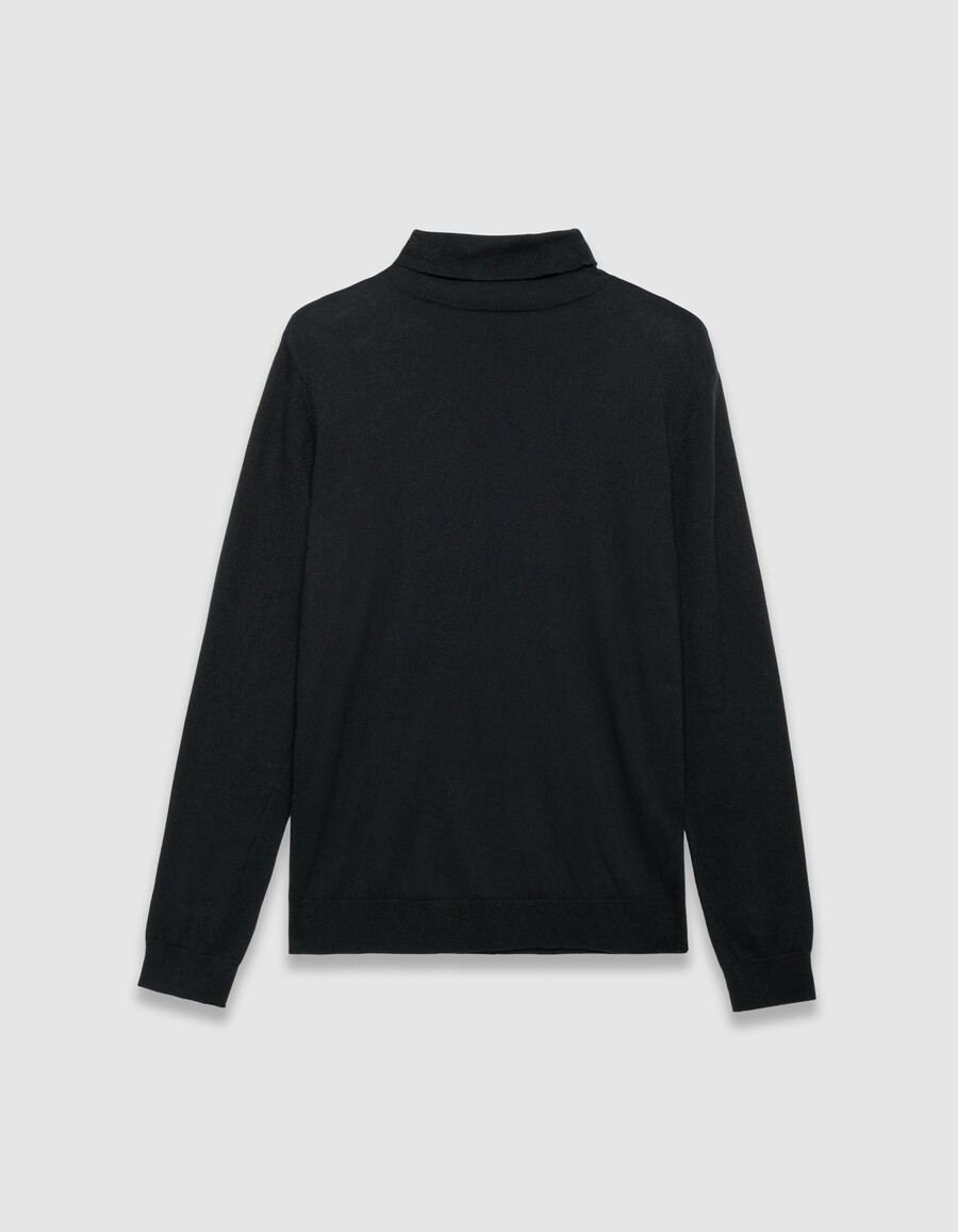 suéter de cuello alto de punto de cachemira y algodón negro para hombre
