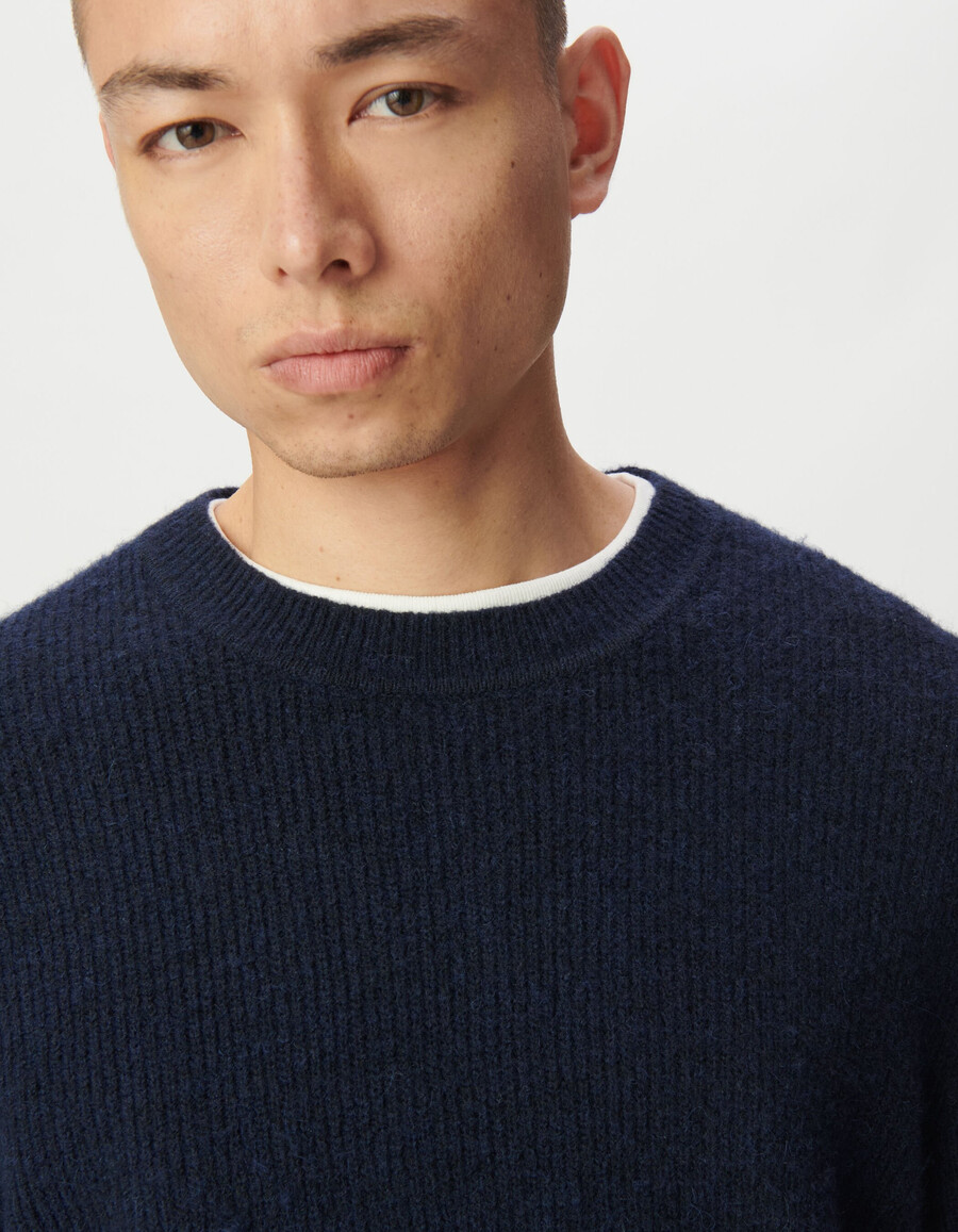 suéter de invierno de punto azul esponjoso para hombre