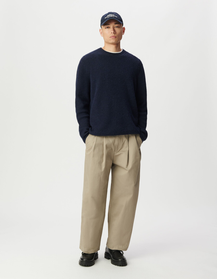 suéter de invierno de punto azul esponjoso para hombre