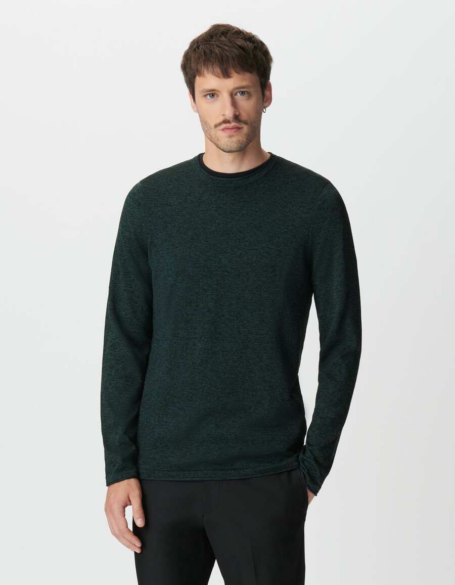 suéter de punto mouliné verde para hombre