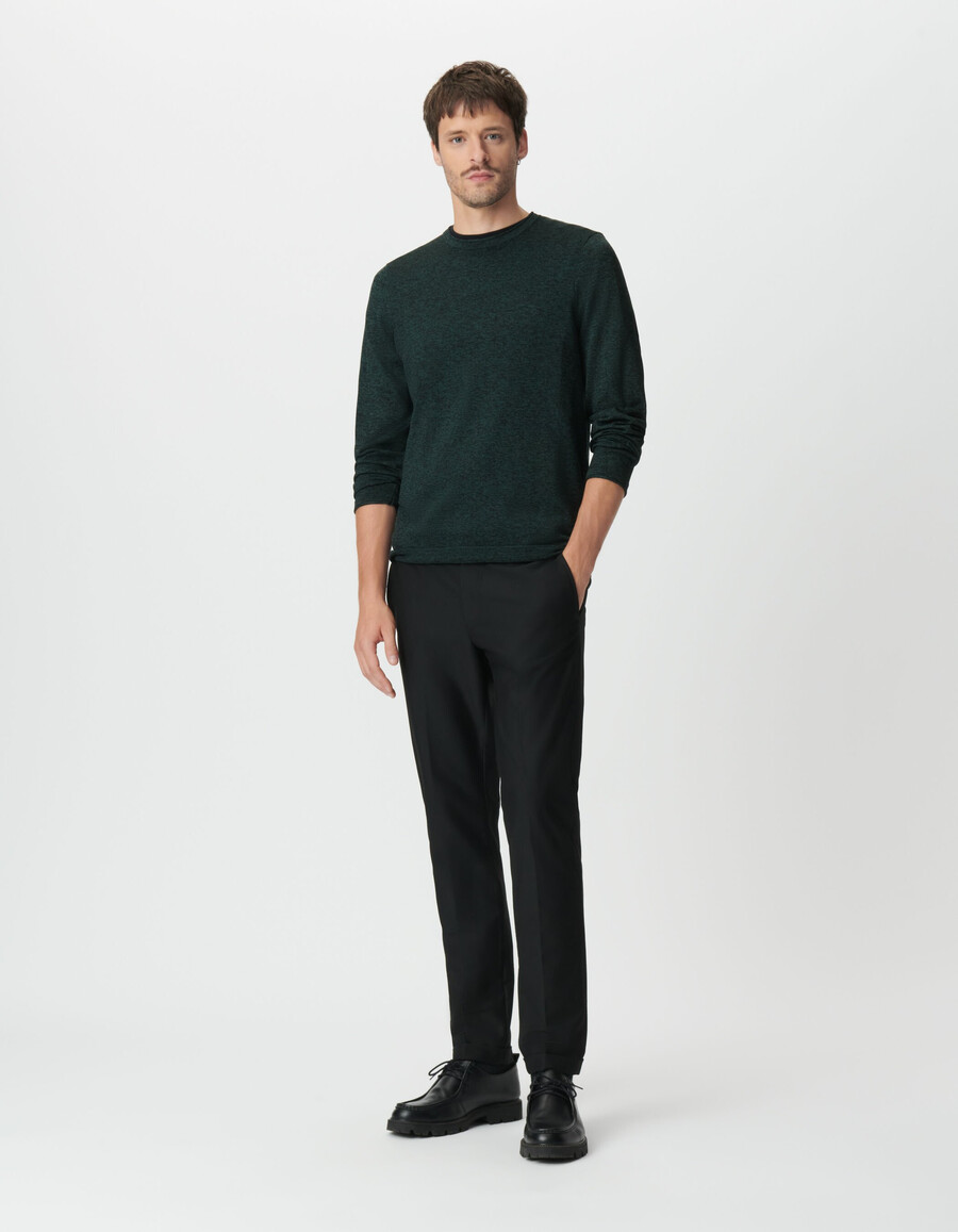 suéter de punto mouliné verde para hombre