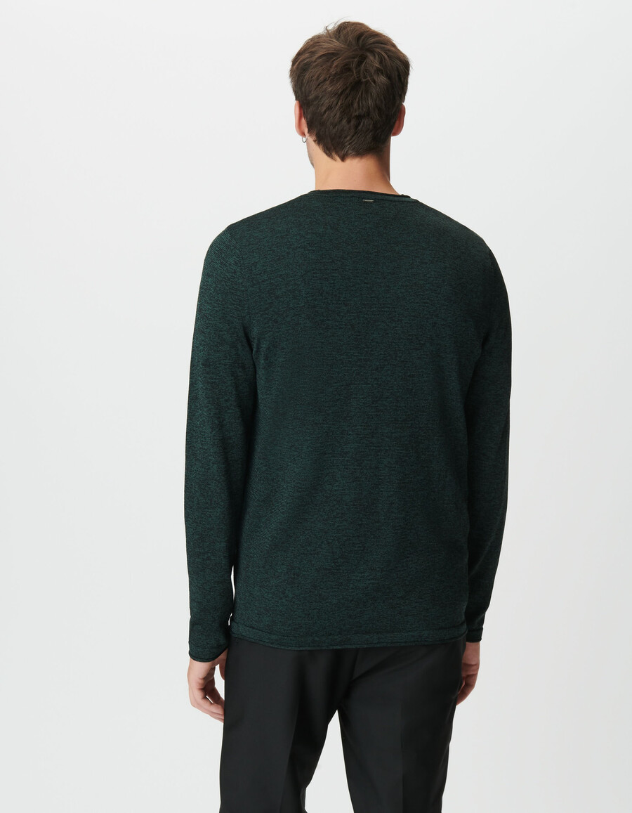 suéter de punto mouliné verde para hombre