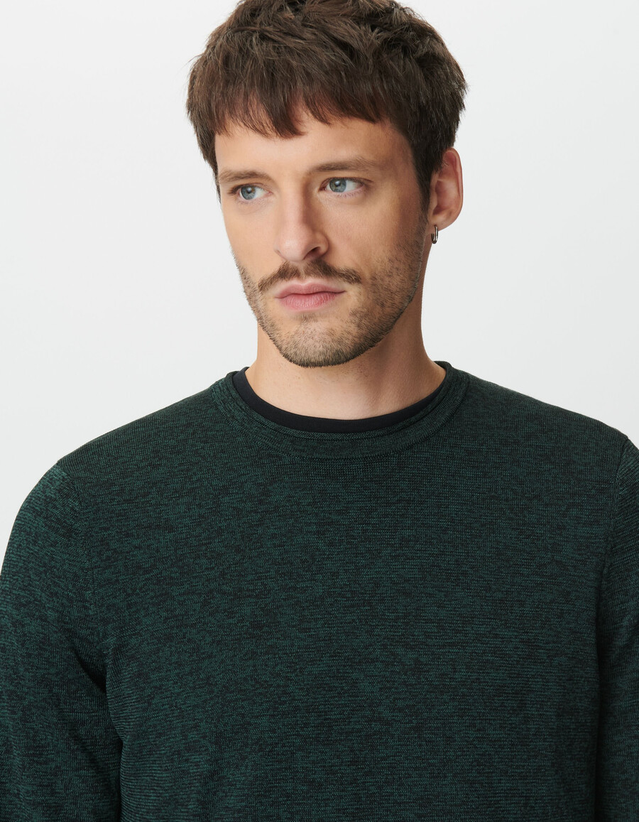 suéter de punto mouliné verde para hombre