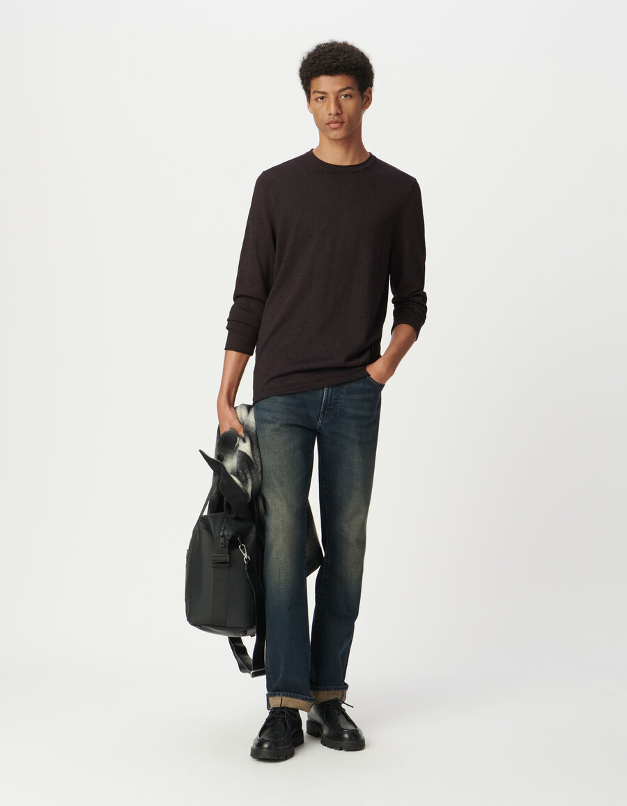 suéter de punto mouliné color ciruela para hombre