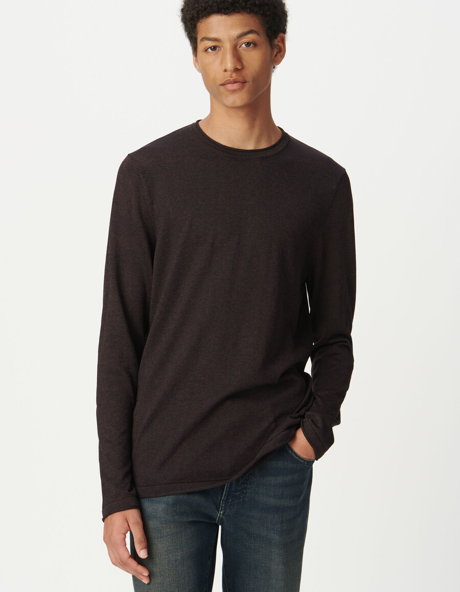suéter de punto mouliné color ciruela para hombre