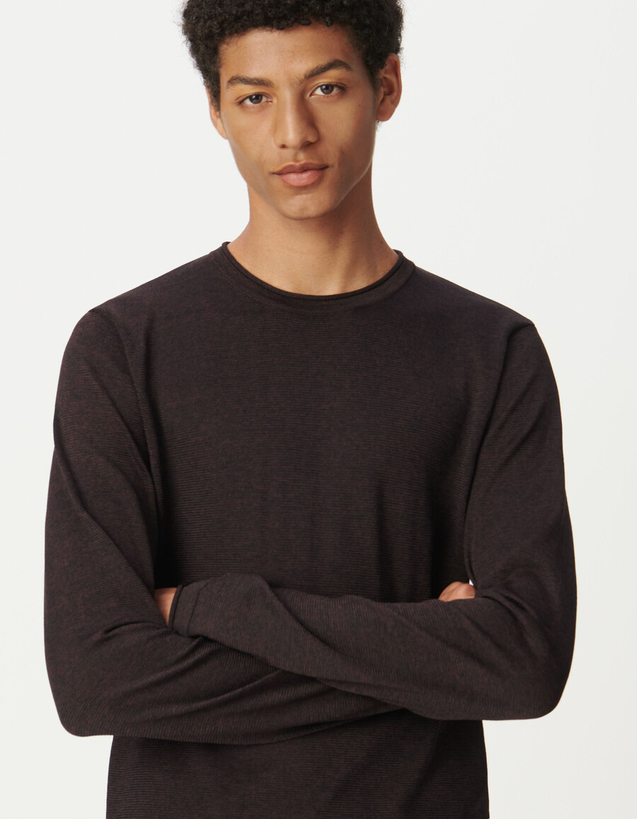 suéter de punto mouliné color ciruela para hombre