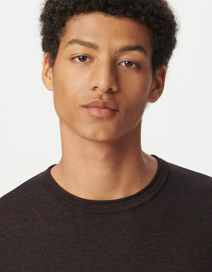 suéter de punto mouliné color ciruela para hombre