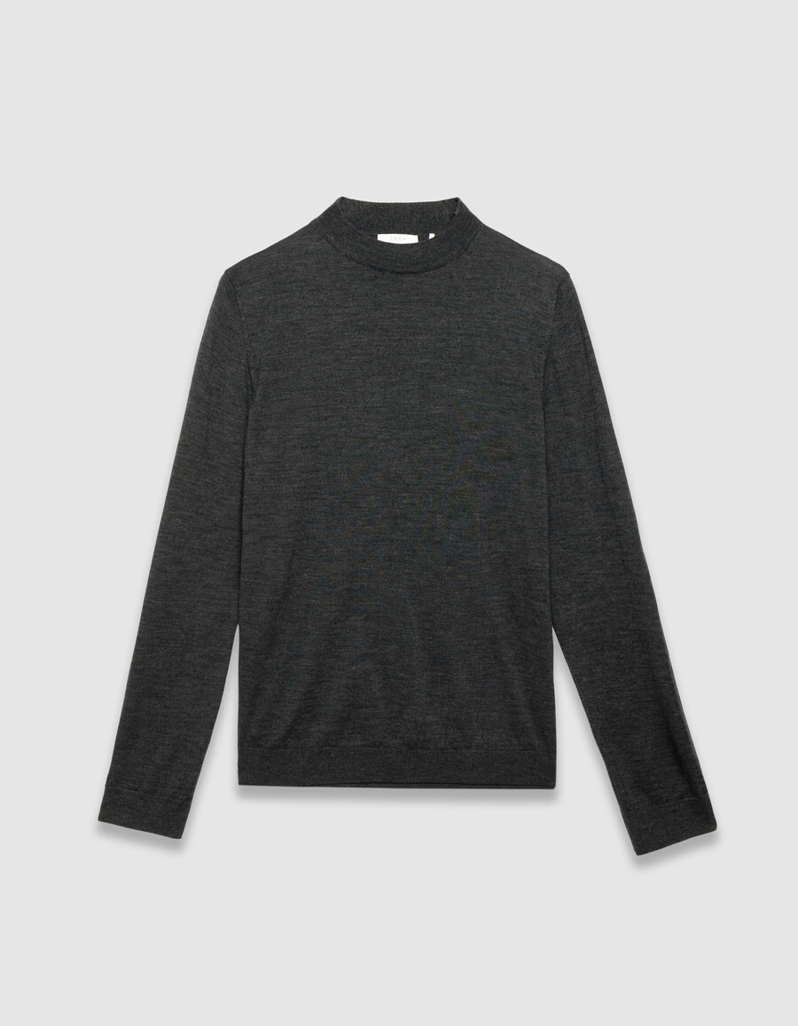 suéter de cuello alto de punto gris para hombre