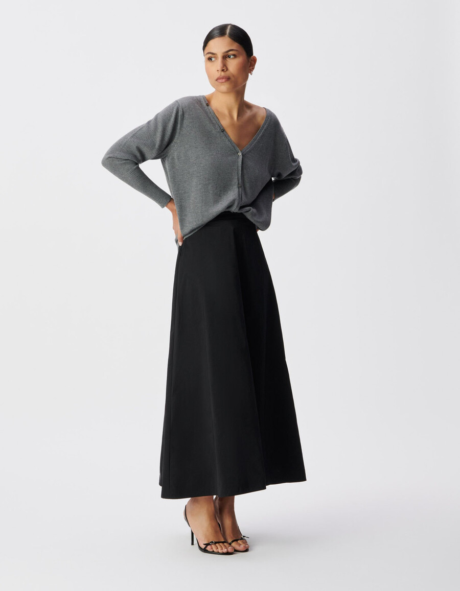 cárdigan reversible de punto gris con parte delantera y trasera para mujer