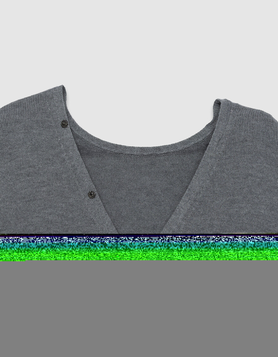 cárdigan reversible de punto gris con parte delantera y trasera para mujer