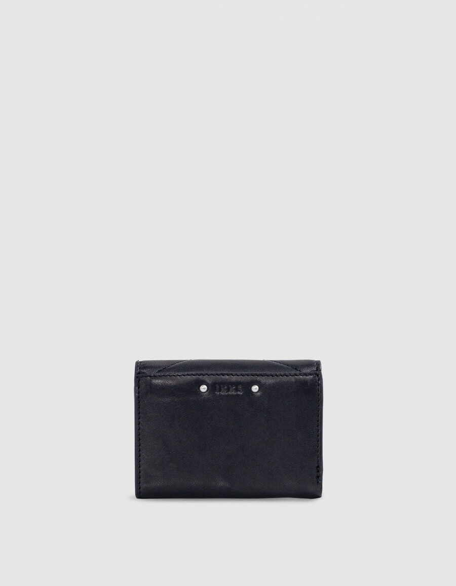 cartera de piel acolchada negra 1440 para mujer