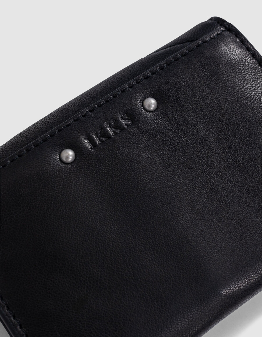cartera de piel acolchada negra 1440 para mujer